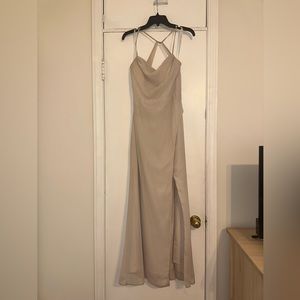 Azazie x Kendal and Kylie size A6 worn once and hemmed one inch color: frost